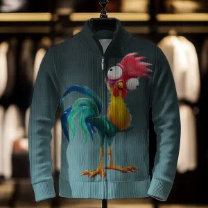 Men's Gradient Funny Rooster Casual Jacket