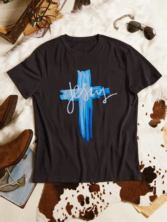 Men's Jesus Print Comfy Tee