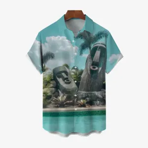 Men's TIKI Art Casual Short Sleeve Shirt 2404000162