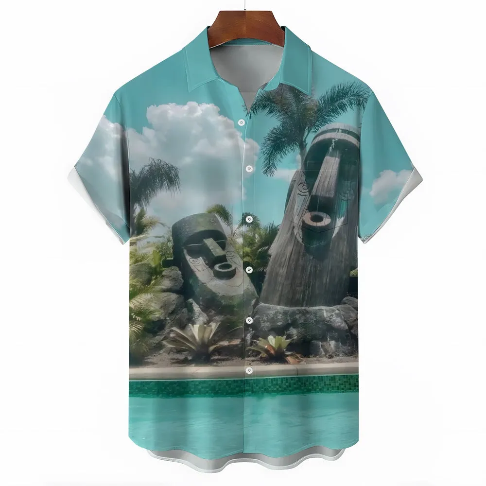 Men's TIKI Art Casual Short Sleeve Shirt 2404000162