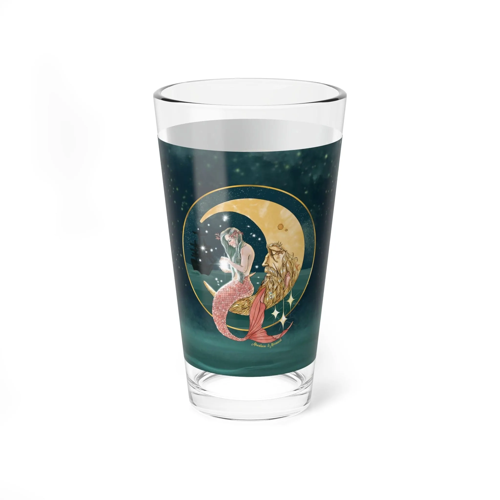 MERMAID IN THE MOON PINT GLASS, 16OZ