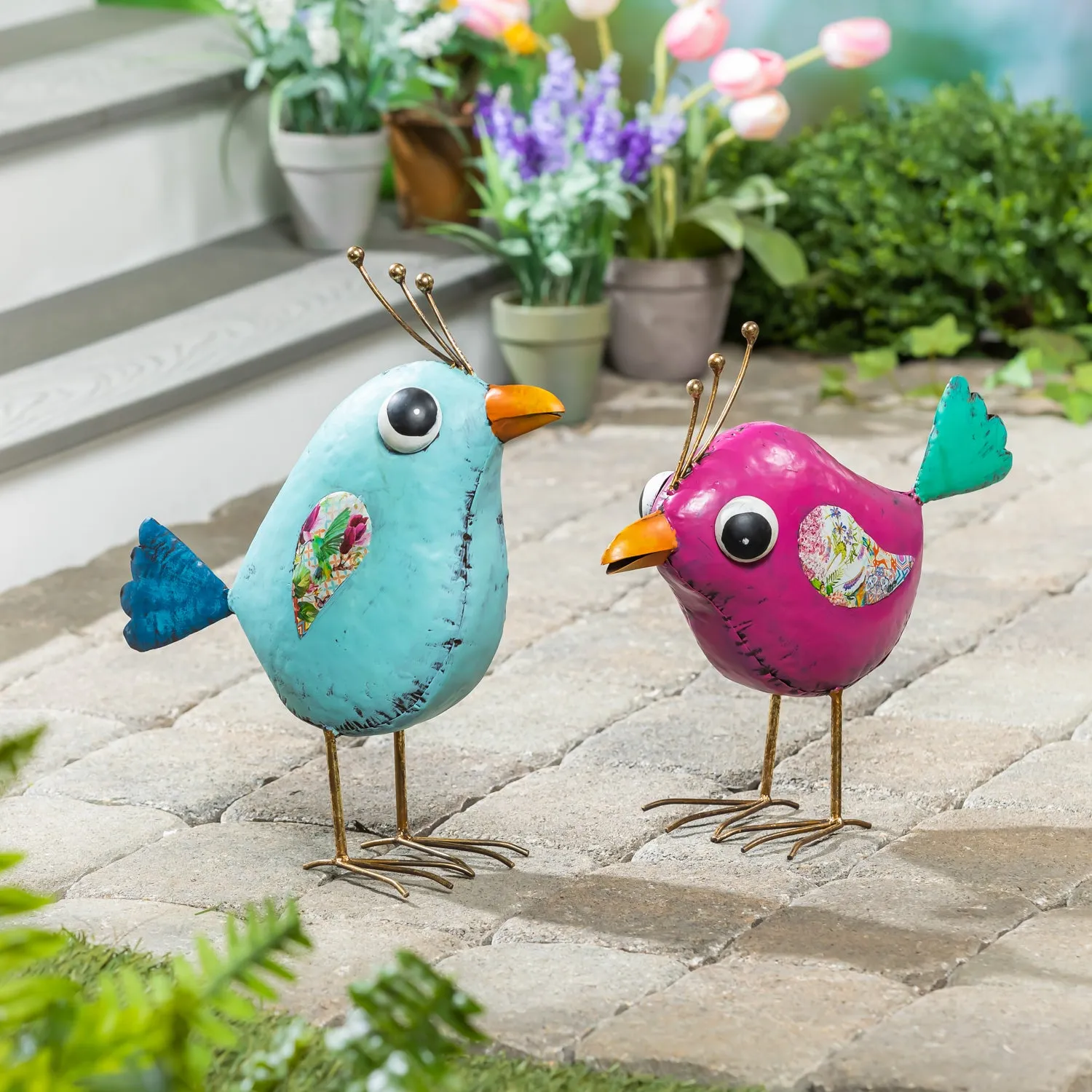 Metal Curious Bird Statuary, Set of 2,47m5186