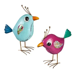 Metal Curious Bird Statuary, Set of 2,47m5186