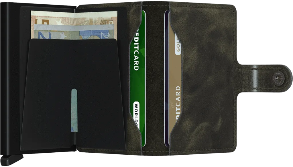 Miniwallet Vintage Olive-Black RFID Secure