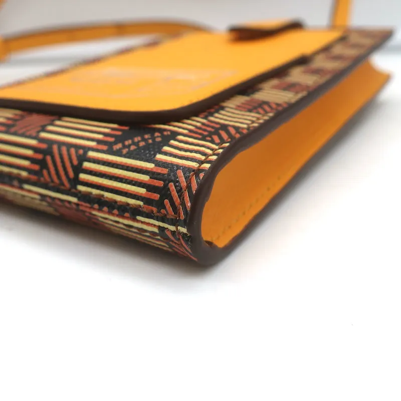 Moreau Paris Vertical Phone Pouch Marigold Canvas & Leather Crossbody Bag NEW