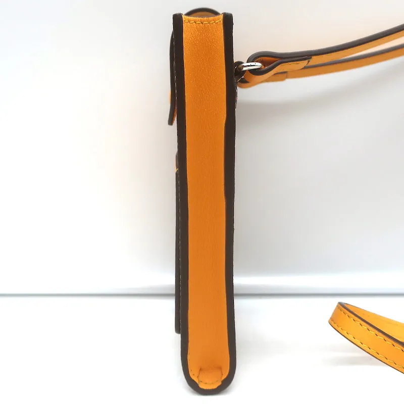 Moreau Paris Vertical Phone Pouch Marigold Canvas & Leather Crossbody Bag NEW