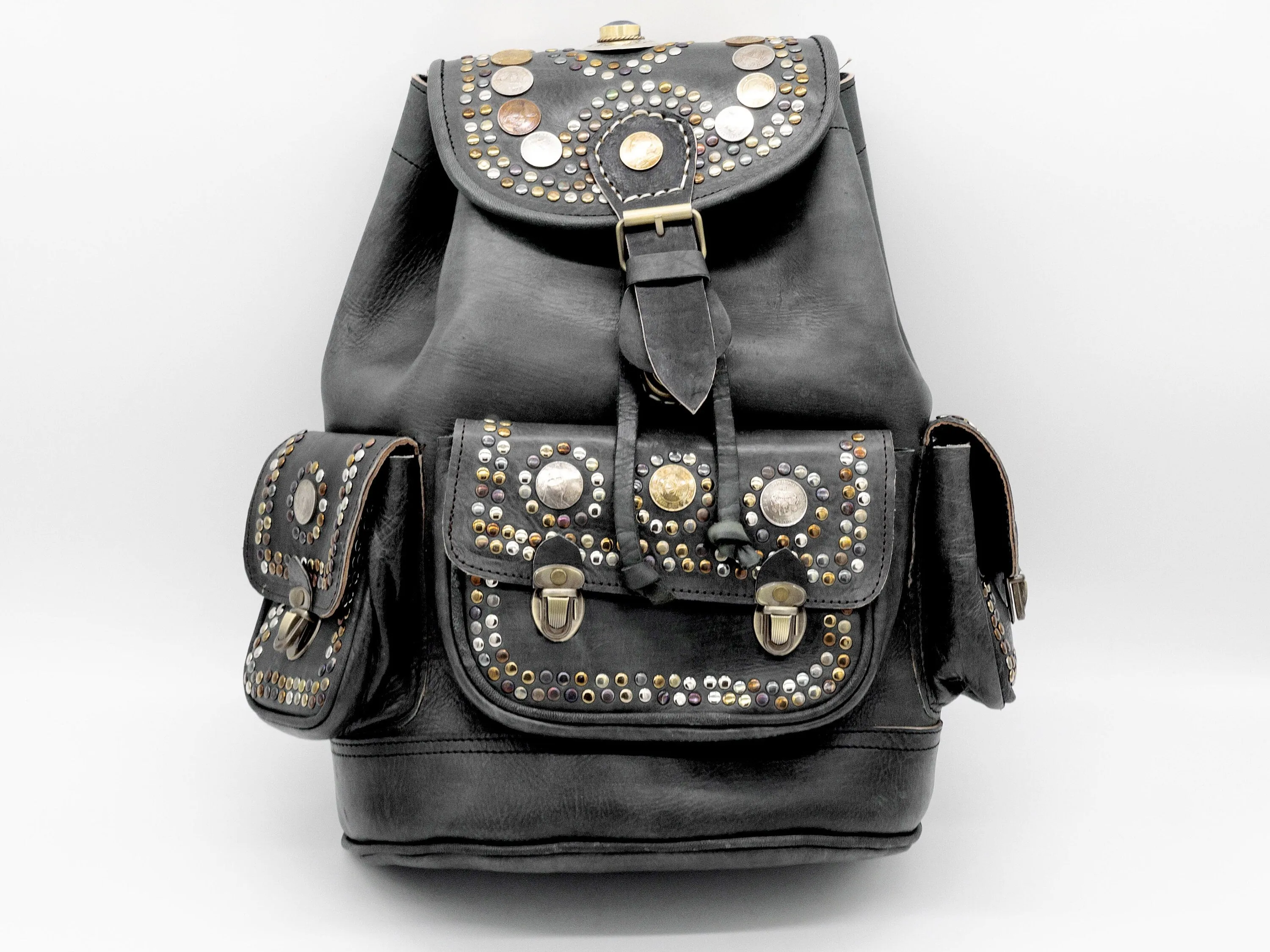 Moroccan Leather Boho Backpack - Vintage Style Women's Travel Rucksack