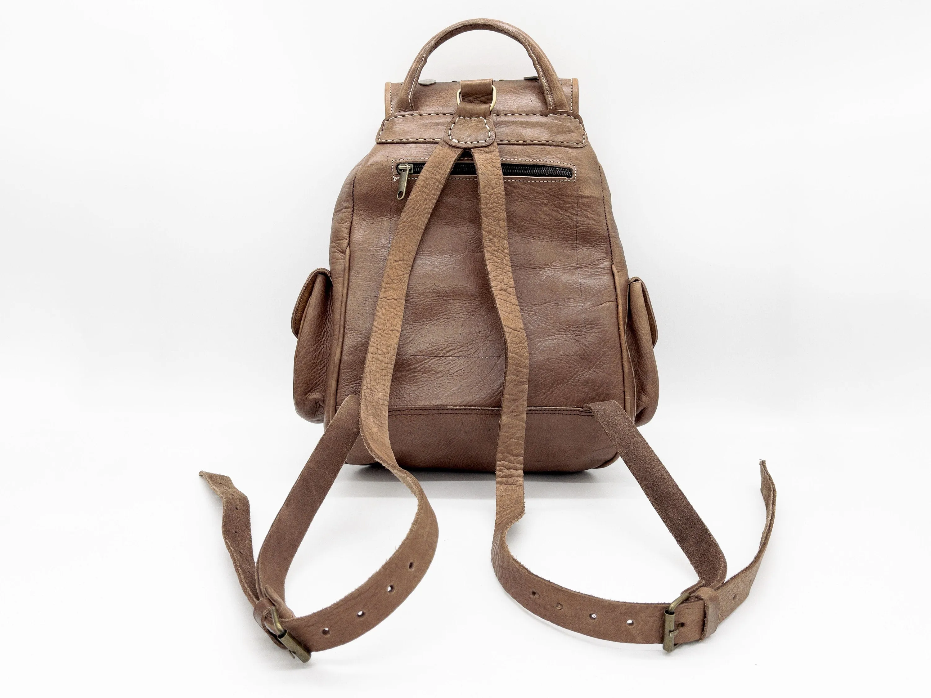 Moroccan Leather Boho Backpack - Vintage Style Women's Travel Rucksack