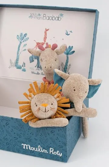 Moulin Roty Sous Mon Baobab - Giraffe Rattle Soft Toy