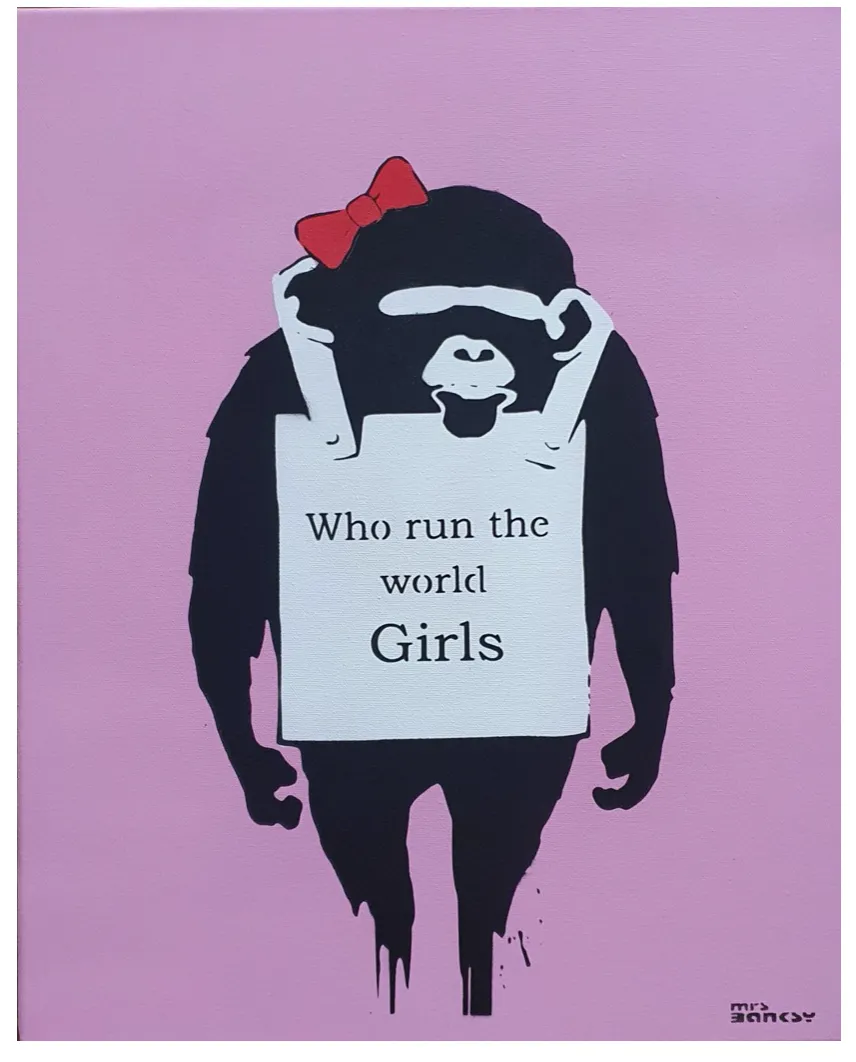 Mrs Banksy:  Who Run the World, 2019 Spray paint on canvas