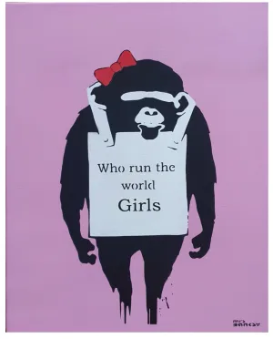Mrs Banksy:  Who Run the World, 2019 Spray paint on canvas