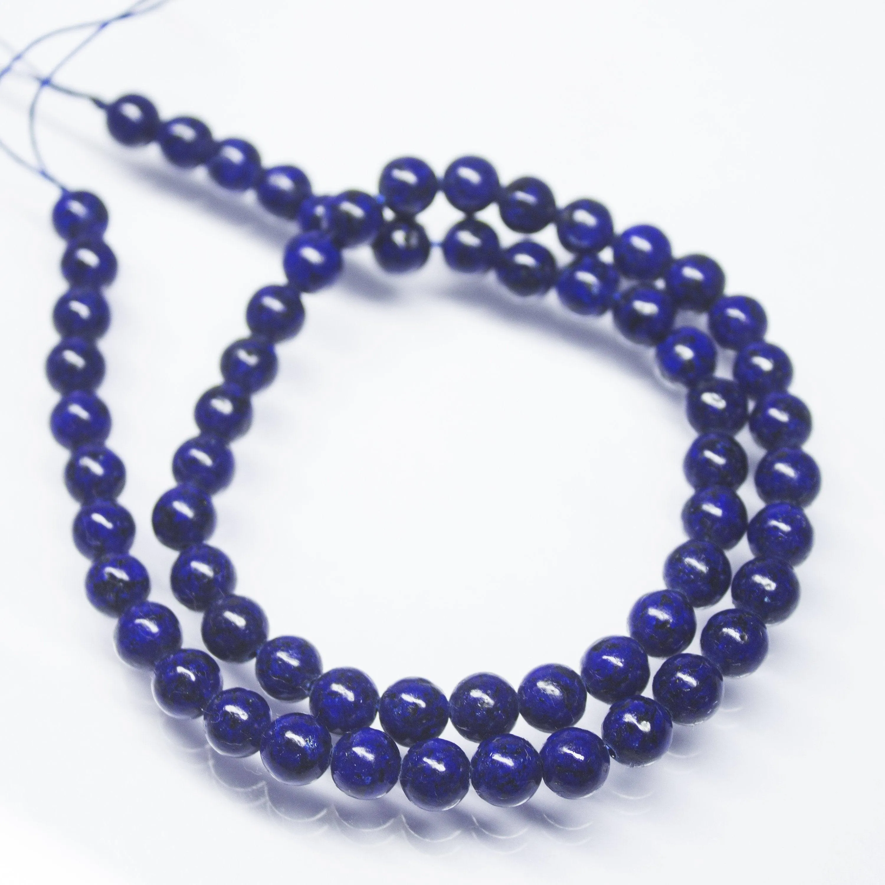 Natural Blue Lapis Lazuli Smooth Round Beads 6.5mm 16inches