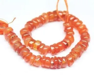 Natural Carnelian Smooth Polished Heishi Loose Wheel Beads Strand 6mm 7mm 13"