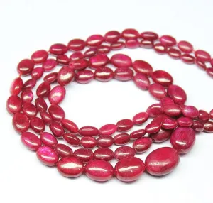 Natural Dyed Red Ruby Smooth Oval Spacer Gemstone Loose Beads Strand 16" 7mm 15mm