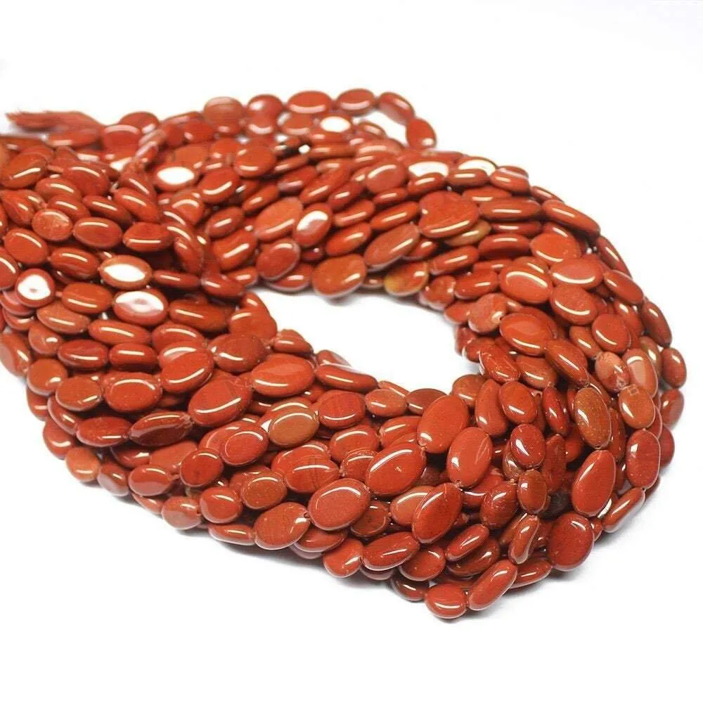 Natural Red Jasper Gemstone Smooth Oval Beads Strand 8mm 13mm 14.5"