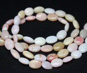 Natural Shaded Pink Opal Smooth Oval Loose Gemstone Beads Strand 14mm 12mm 16"
