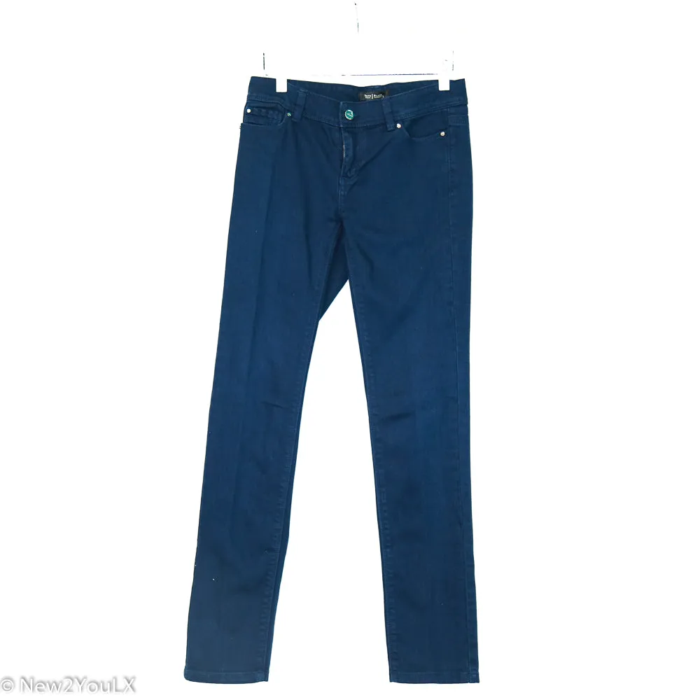 Navy Silver Button Jeans (White House)