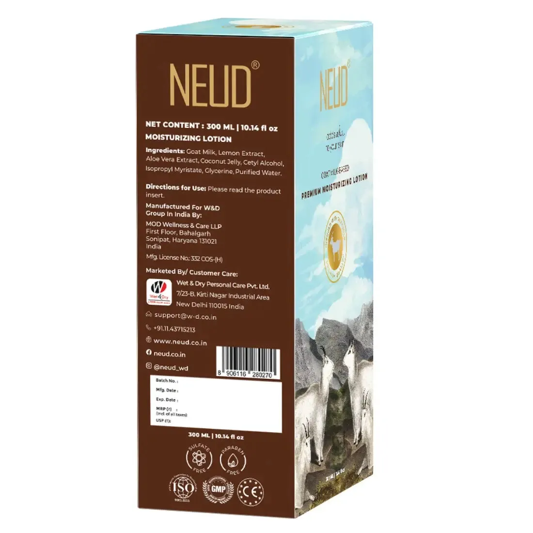 NEUD Goat Milk Moisturizing Lotion 300 ml for Men and Women