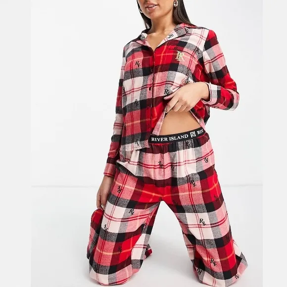 New COTTON FLANNEL 3 PCS pajama &amp; eye mask  set by RIVER ISLAND J283