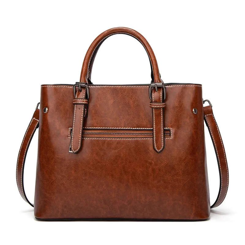 New Retro Style Fashion Simple PU Leather Soft Handbags
