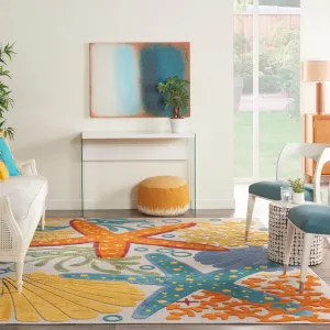 NEW STUNNING MASSIVE COASTAL ALOHA ALH24 MULTICOLOUR INDOOR/OUTDOOR RUG 9FT 6 INCH X 13FT! RETAILS $746 