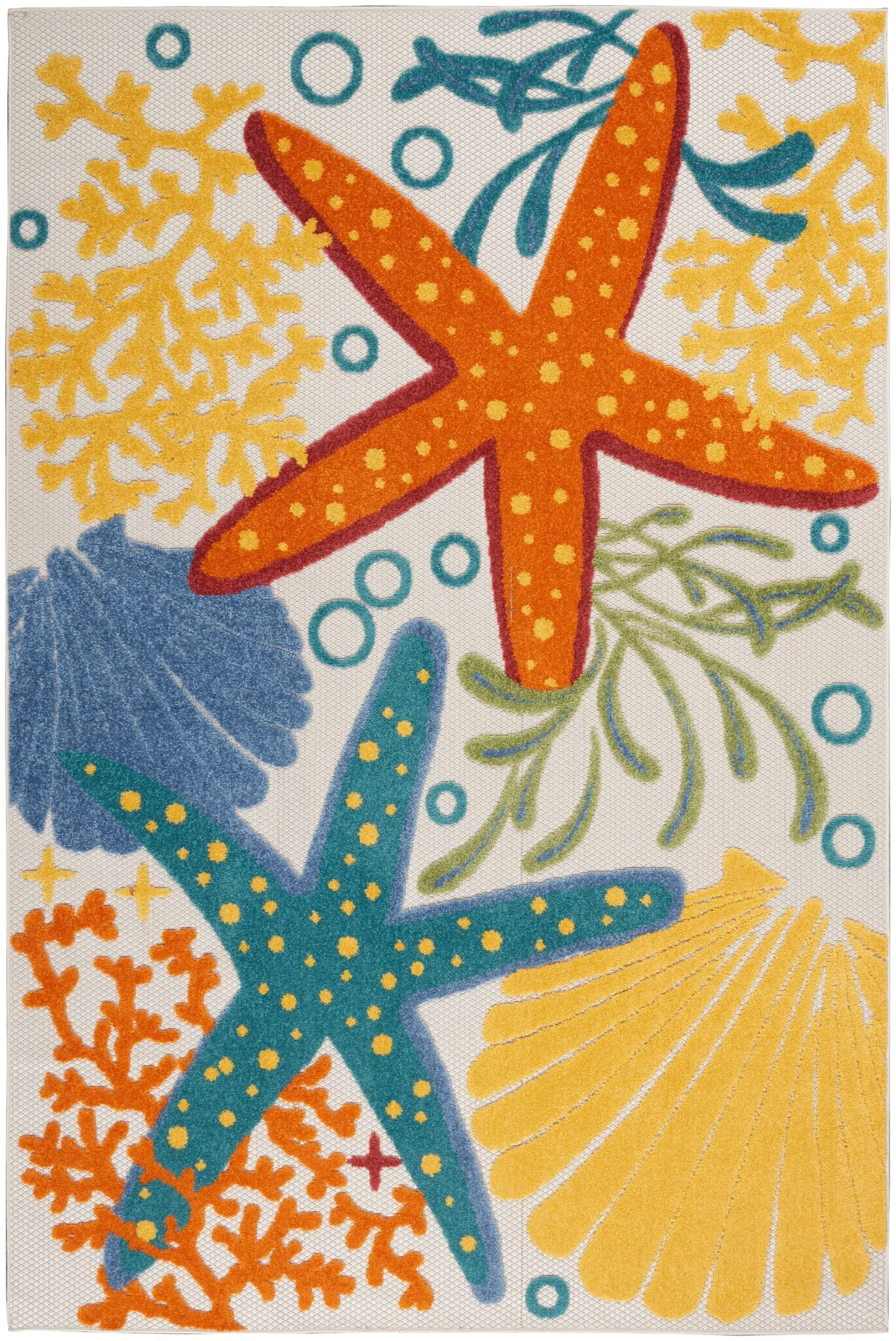NEW STUNNING MASSIVE COASTAL ALOHA ALH24 MULTICOLOUR INDOOR/OUTDOOR RUG 9FT 6 INCH X 13FT! RETAILS $746 