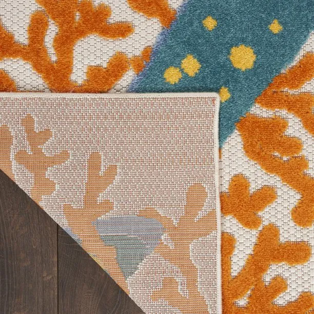 NEW STUNNING MASSIVE COASTAL ALOHA ALH24 MULTICOLOUR INDOOR/OUTDOOR RUG 9FT 6 INCH X 13FT! RETAILS $746 