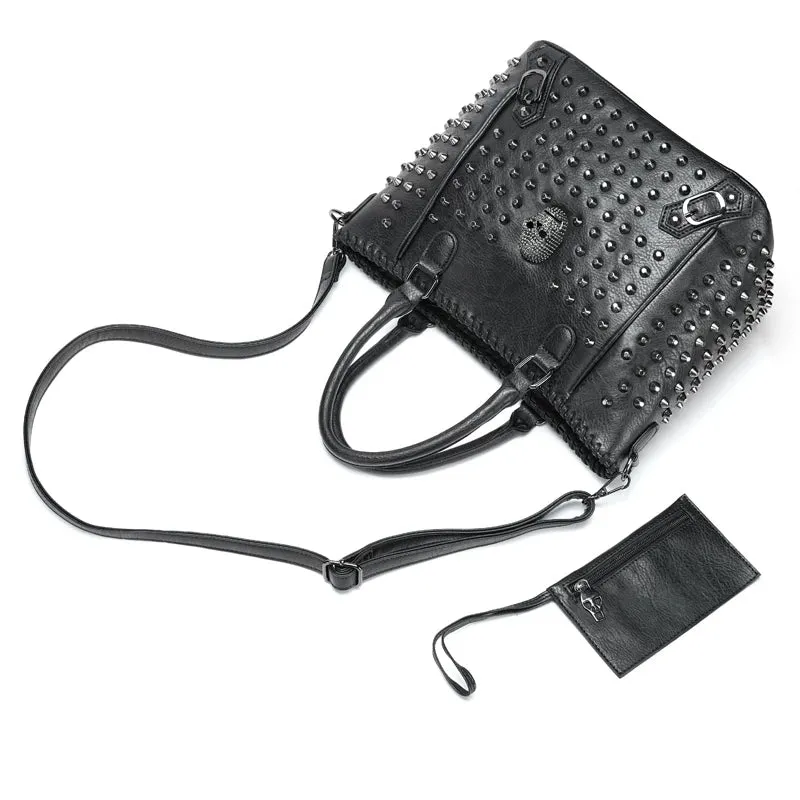 New Stylish Quality Rivet Decorated PU Leather Skull Handbags