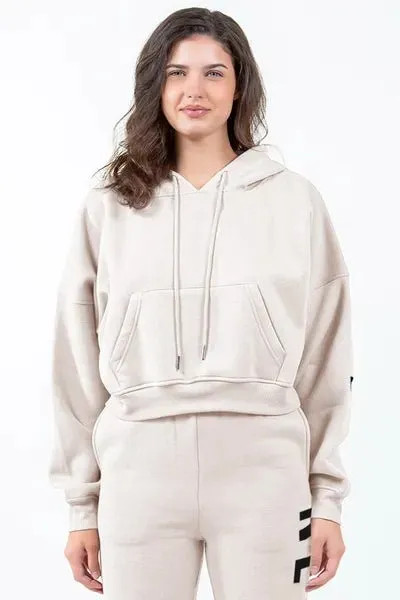 New York Cropped Hoodie - Cream