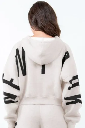New York Cropped Hoodie - Cream