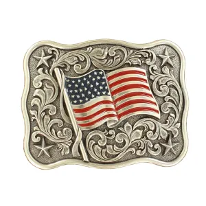 Nocona USA Flag Smooth Edge Belt Buckle