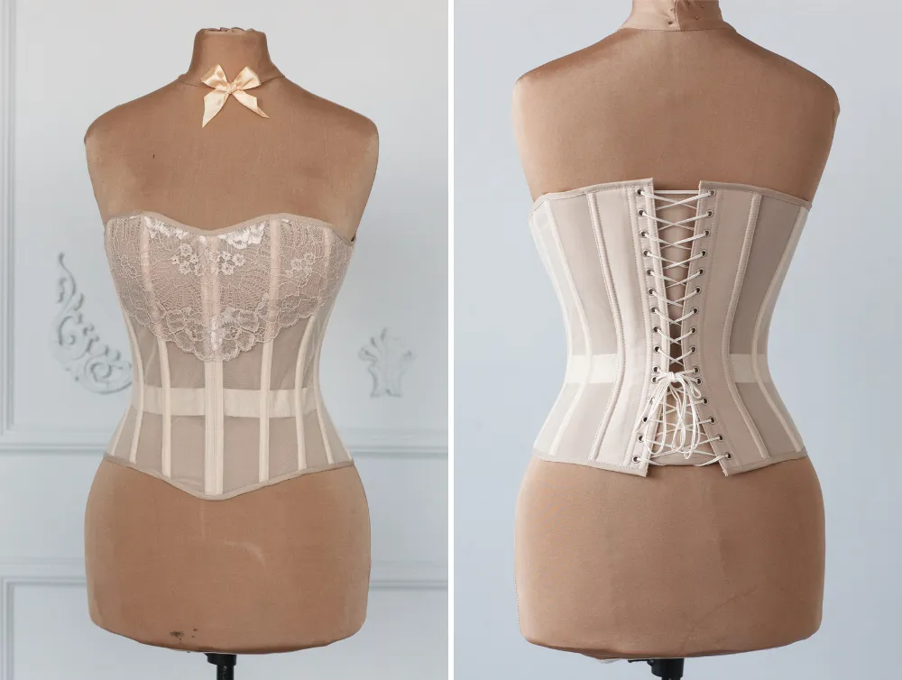 Nude overbust corset with laces