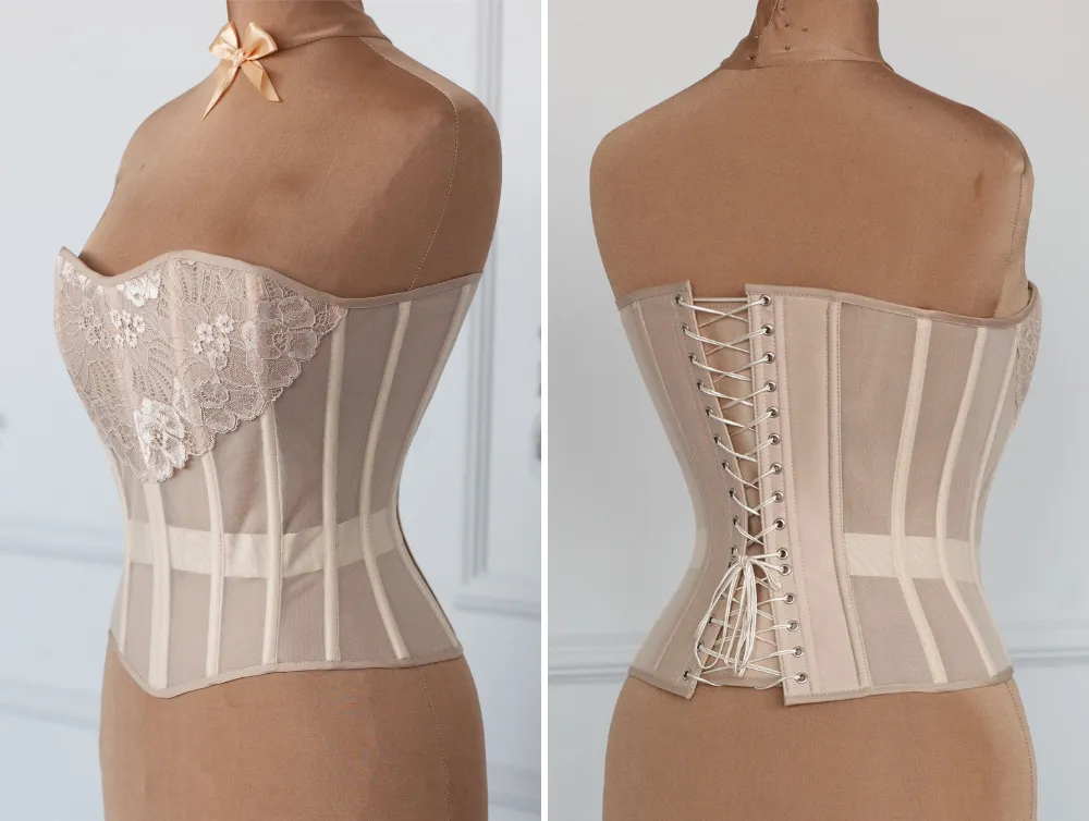 Nude overbust corset with laces