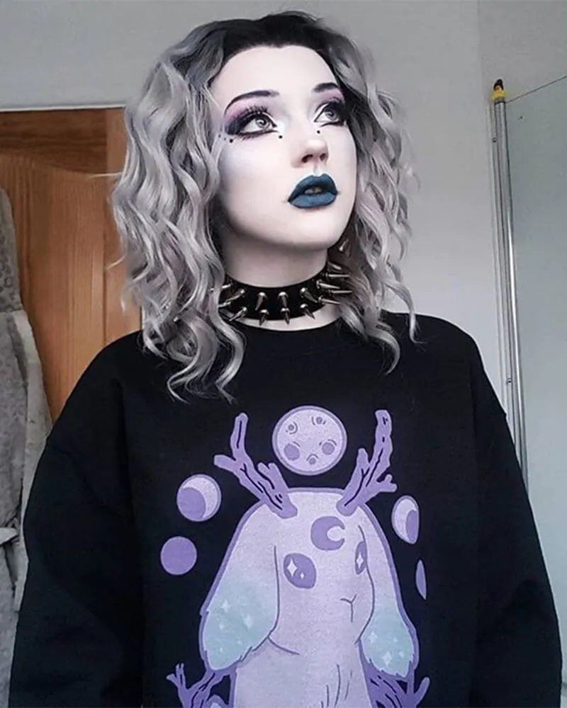 Ombre Gray Curly Synthetic Lace Front Wig WW009