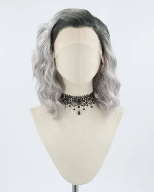 Ombre Gray Curly Synthetic Lace Front Wig WW009