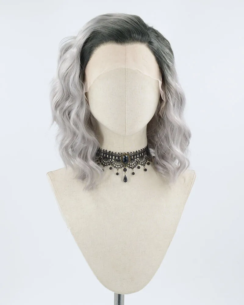 Ombre Gray Curly Synthetic Lace Front Wig WW009