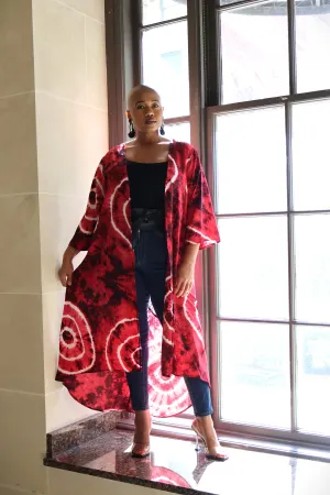 On Target Red Tye Dye Kimono
