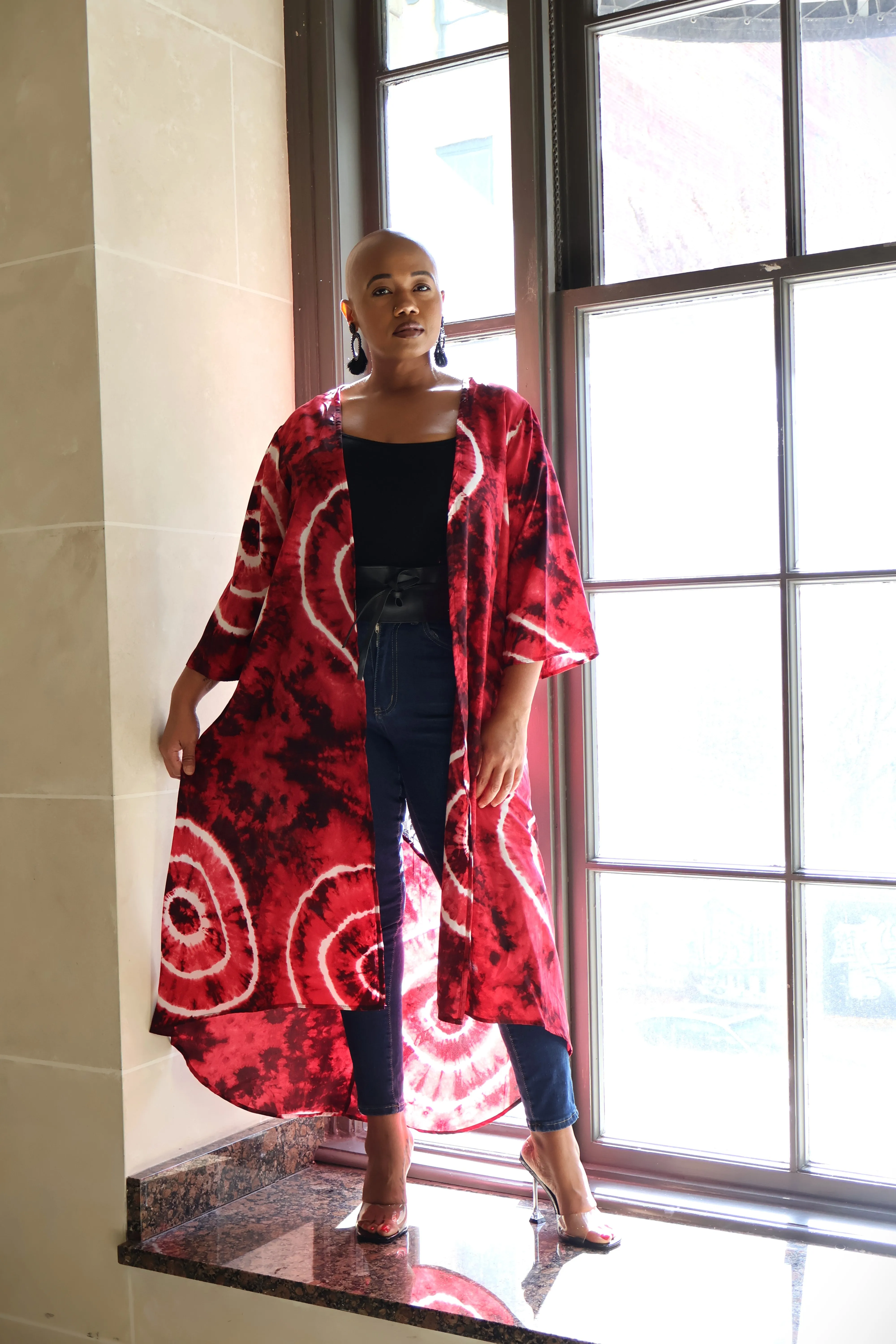 On Target Red Tye Dye Kimono