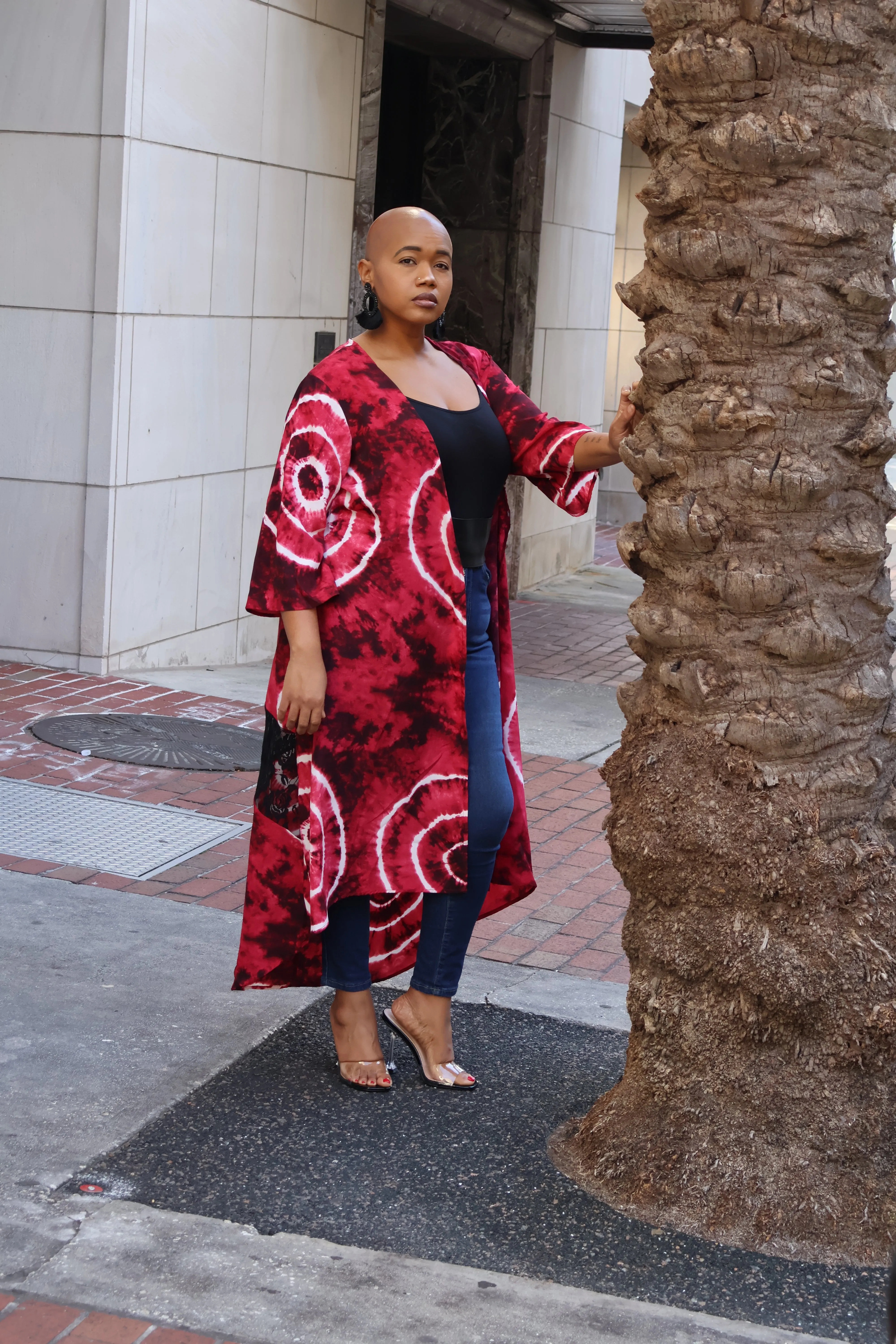On Target Red Tye Dye Kimono
