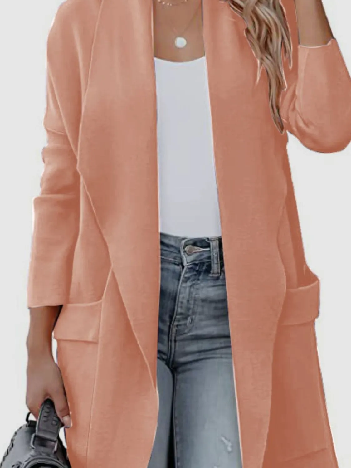 Open Front Dropped Shoulder Cardigan