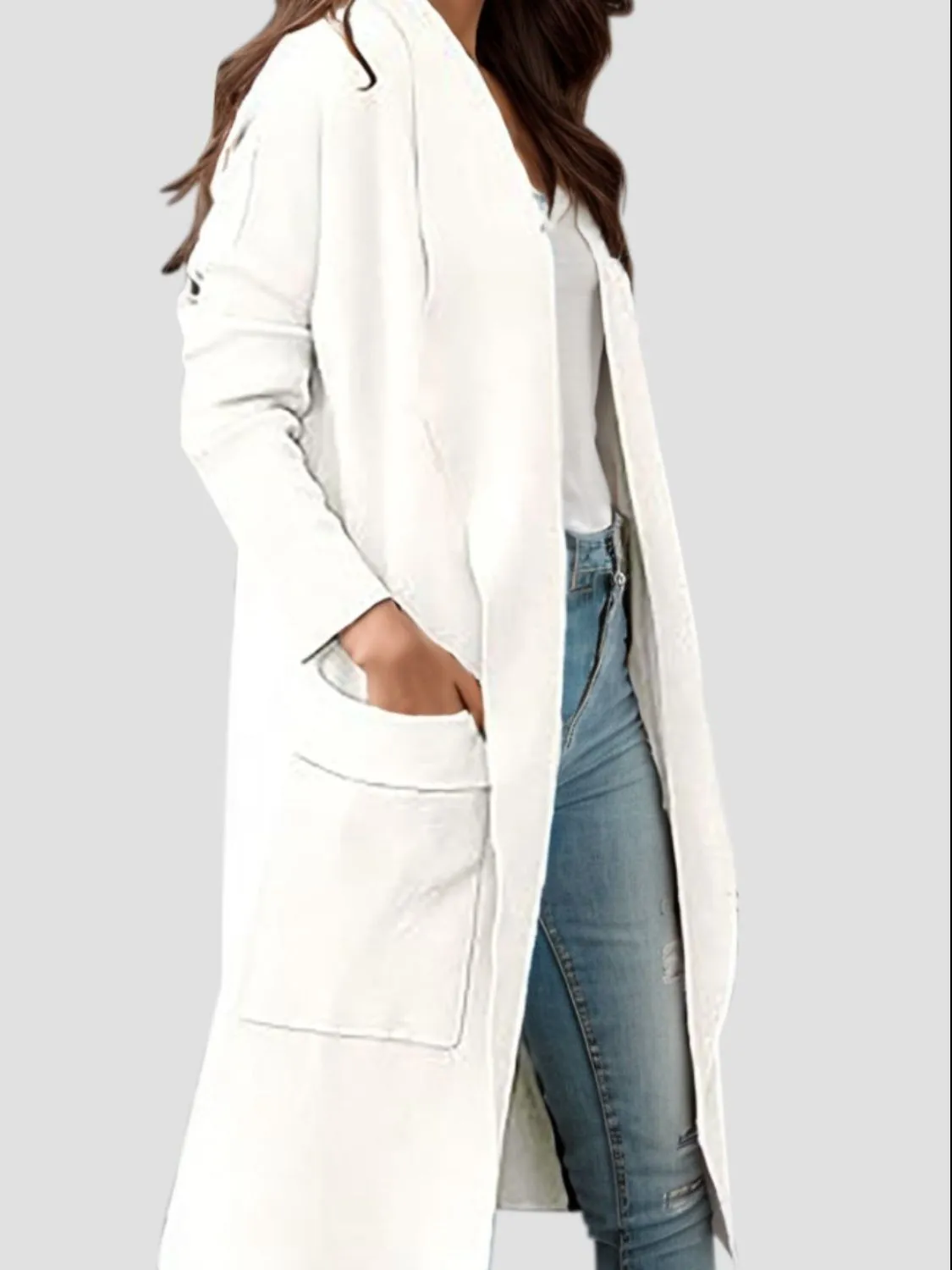 Open Front Dropped Shoulder Cardigan