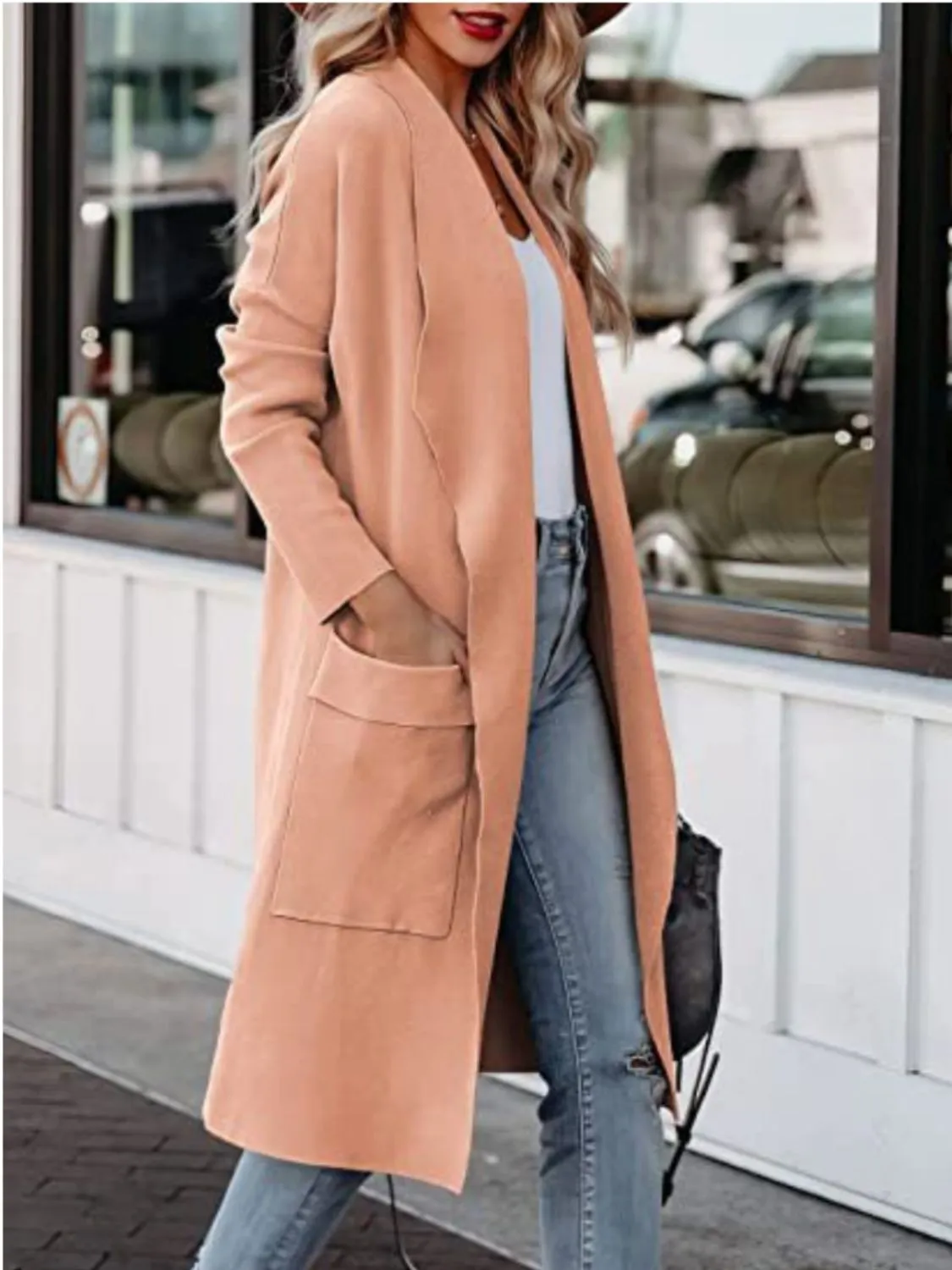 Open Front Dropped Shoulder Cardigan