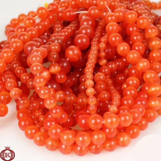 Orange Cats Eye Beads Smooth Round