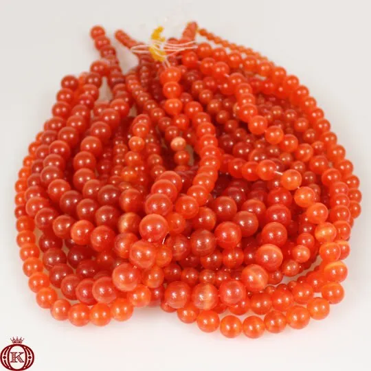 Orange Cats Eye Beads Smooth Round