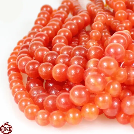 Orange Cats Eye Beads Smooth Round