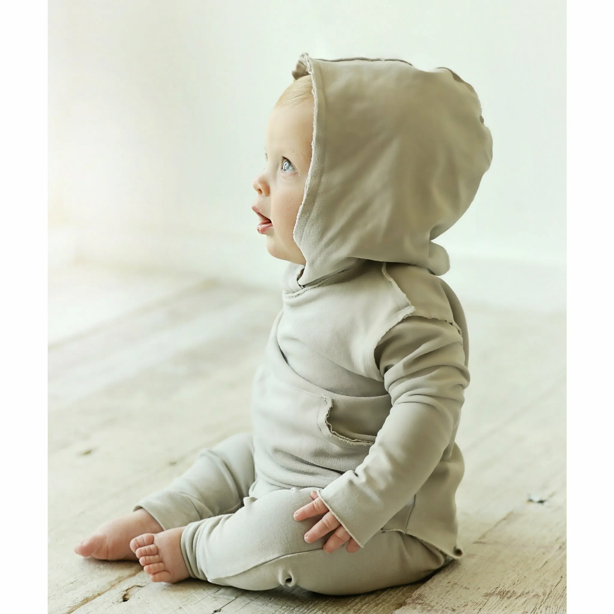 Organic Baby  Benji Hoodie Stone