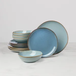 Organic Shades 12-Piece Dinnerware Set, Blue