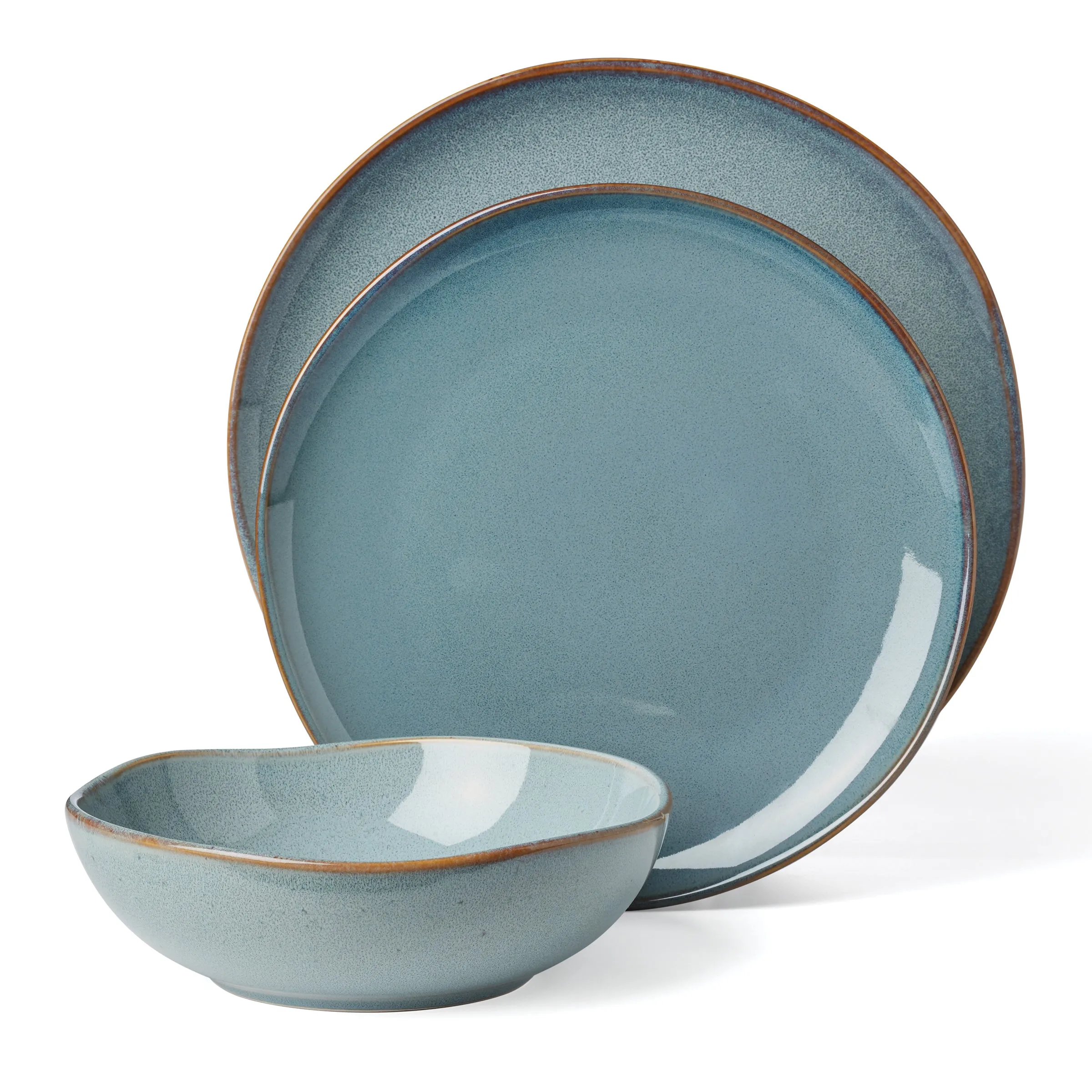 Organic Shades 12-Piece Dinnerware Set, Blue