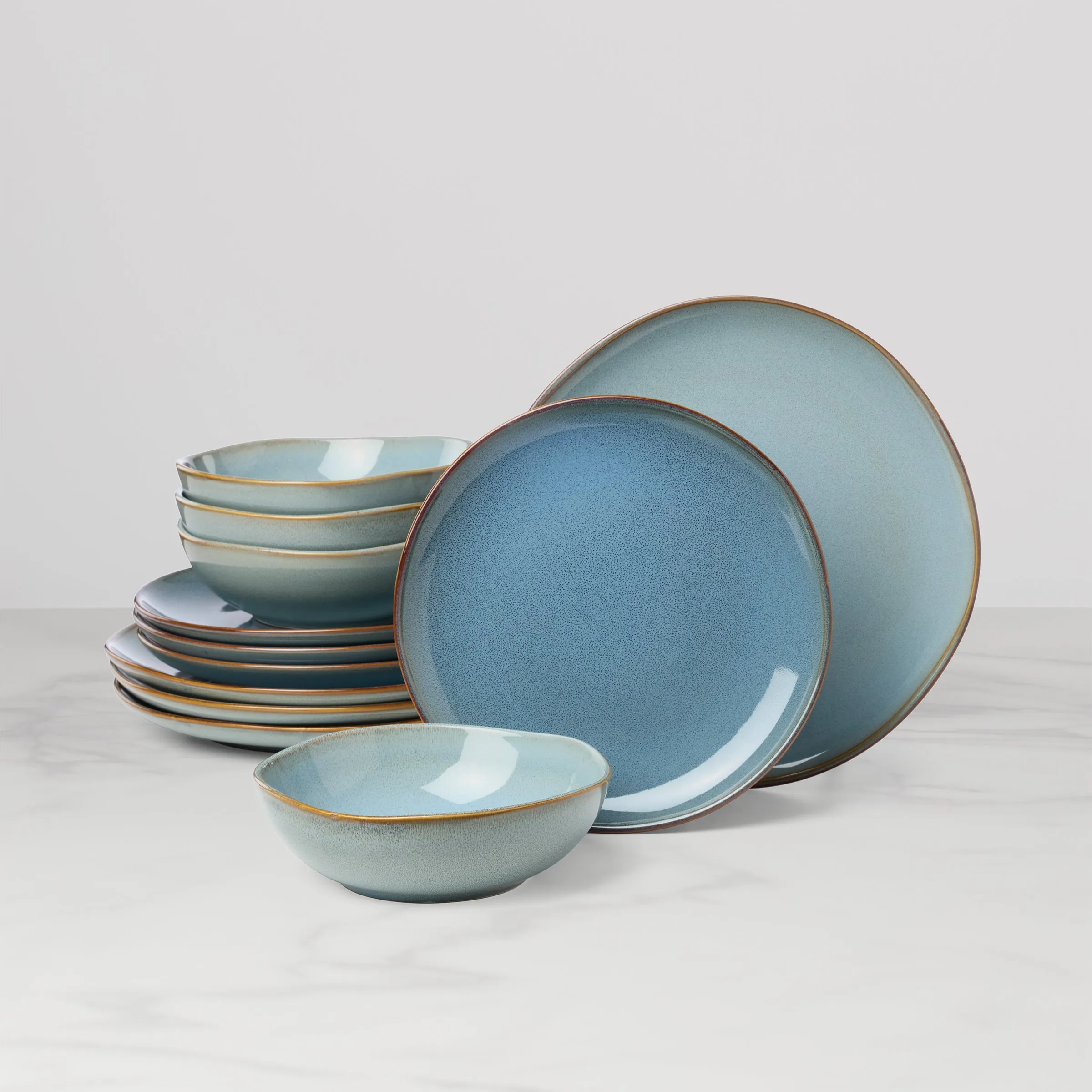 Organic Shades 12-Piece Dinnerware Set, Blue