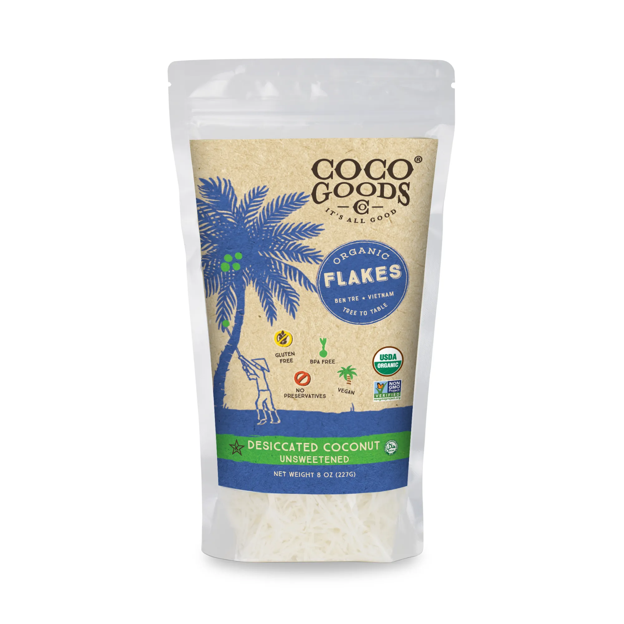 Organic Unsweetened Desiccated Coconut, Flakes Grade 8 oz, 2 Pack
